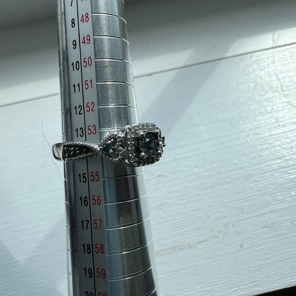 Blue & White Diamond Promise Ring - Picture 7 of 14
